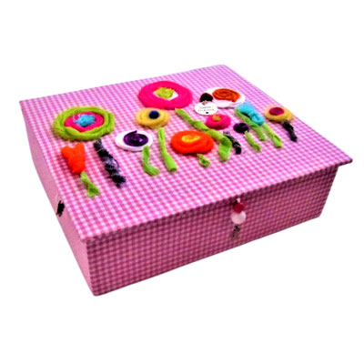 Kinderschmuckkästchen M Lolli Pop rosa bunt, Geschenk Box handgemacht auch in Gr. S - M - L - XL-XXL-XXXL 