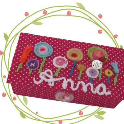 S Lolli Pop kleines Kinderschmuckkästchen pink mit Name, handgemachte Geschenkbox