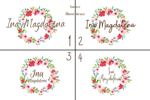 vier bunte Blumenkränze, Deckelbild Auswahl 1,2,3,4