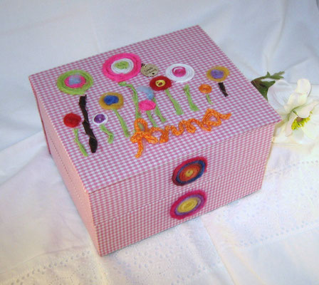 Lolli Pop großes Kinderschmuckkästchen gestapelt rosa mit Name, handgemachte Geschenkbox 