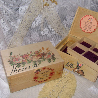 Kinderschmuckkästchen groß-Holzschmuckbox-Waldtierkinder