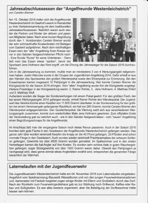 Zeitungsausschnitt aus dem Diekstreker Blatt "November 2016"