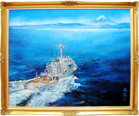 『 多用途支援艦えんしゅう 』油彩画１００号　海上自衛隊横須賀地方総監部
