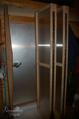 02/2011 - Création d'une cabine de douche escamotable. Position ouverte.