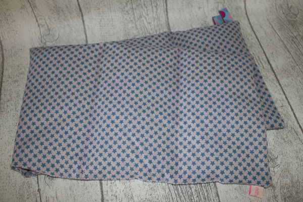 Design/Farbe: Sternchen blau auf rose - Webband: Punkte türkis/rosa