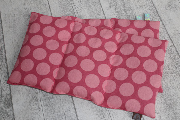 Design/Farbe: Super Dots raspberry / peachy pink - "Wellen"-Naht - Webband: Schmeterlinge neon 