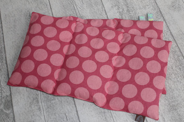 Design/Farbe: Super Dots raspberry / peachy pink - "Wellen"-Naht - Webband: Schmeterlinge neon