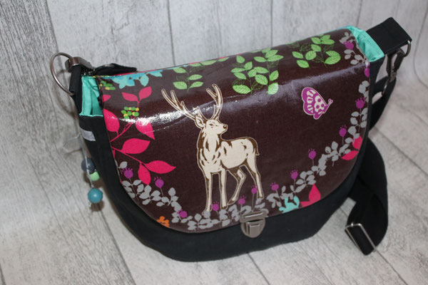 SALE - VERFÜGBAR zum Sonderpreis von € 60,00 !!! XXL - aus besch. Leinen in schwarz & einem besch. Leinen/BW-Stoff "HIRSCH" - Maße: ca. 25 cm hoch x 30 cm breit x 18 cm !!! tief - 79
