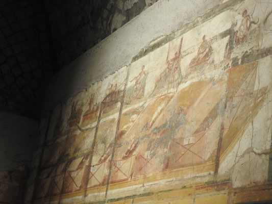 Wandmalerei in Pompeji (statt Tapete sozusagen)