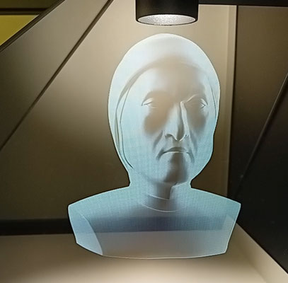Hologram Dantes nach dessen Totenmaske gestaltet