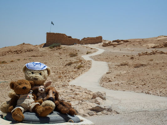 Wir in Masada, einer Festung, die von König Herodes (!) 40 Jahre vor Christi Geburt erbaut wurde.