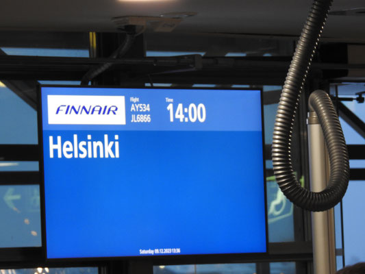 Unser Flug zum Zwischenstopp Helsinki.