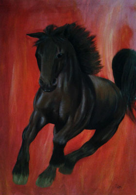 Buchillustration Projekt Krähenwald - Fire - 80 x 60 cm - Leinwand - Acryl-Farben