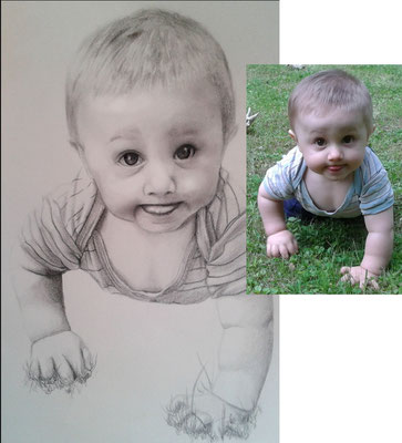 Kinder-Porträt, A4, 135 g/m², Zeichenpapier, Grafit