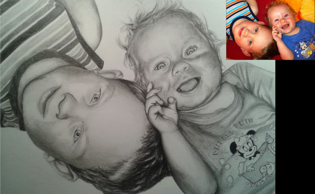 Kinder-Porträt, A4, 135 g/m², Zeichenpapier, Grafit