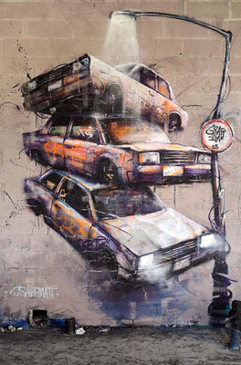 Peinture murale vandale graffiti art à Paris 13 13ème arrondissement fresque murale street-art art contemporain urbain graff Graffmatt artiste peintre muraliste contemporain Paris XII Entre Le Lavo//Matik et la Galerie Itinérance 