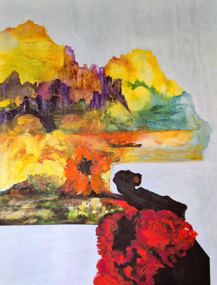 Le Rouge et le Noir ,acrylique et encres,116x89,2024