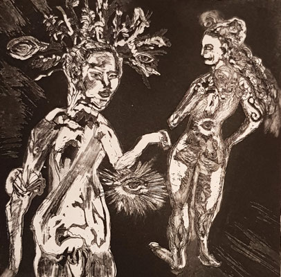 A La croisée des mondes , eau forte aquatinte/cuivre
