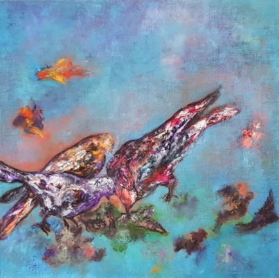 Le cantique des oiseaux-huile et encres