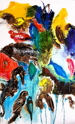 Les Etoiles sont aussi douces que les fleurs, huile,81x130,2022