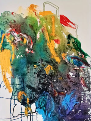 La Mémoire de l'eau, 80x61 , encres et huile