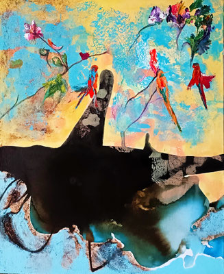  The moon was blue, huile,100x81, 2023 