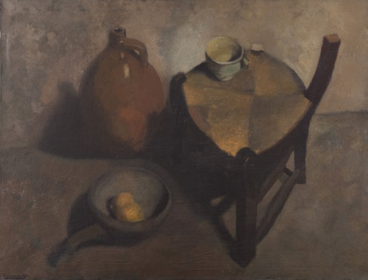 Stilleven met stoel, kruik & citroenen 111 x 140 cm