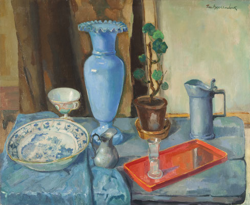 Stilleven met blauwe vaas 96 x 113 cm