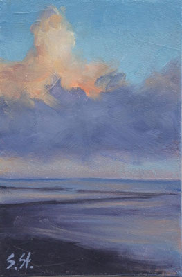Schillig am Abend, 10 x 15 cm, Öl