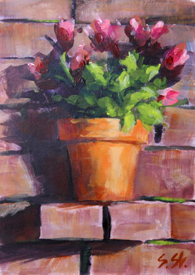 Mauerblümchen, 13 x 18 cm, Acryl
