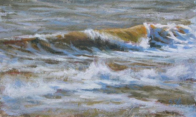 Herangerollt, 13 x 23 cm, Öl