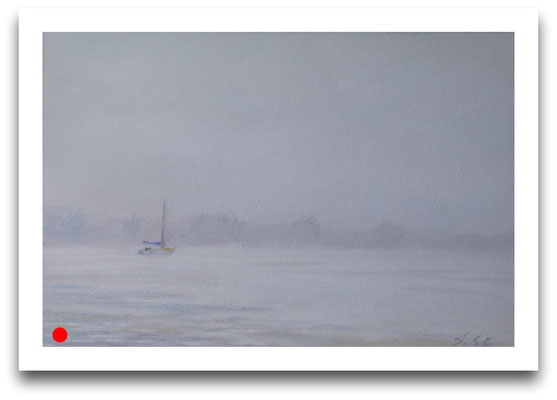 Nebel auf der Elbe, 14 x 21 cm