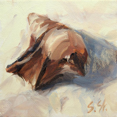 Fundstück, 10 x 10 cm, Öl
