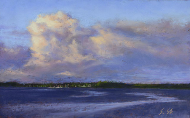 Das Ufer gegenüber, 22 x 35 cm, Pastell