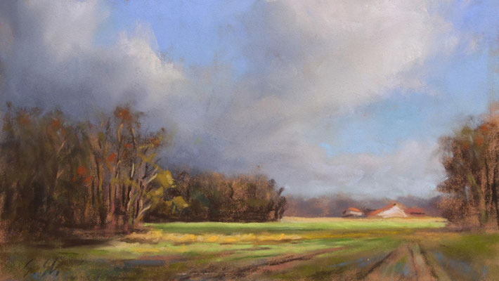 Heiter bis wolkig, 10 x 20 cm, Pastell