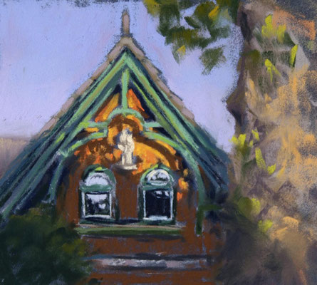 Die alten Giebel, 10 x 10 cm, Pastell