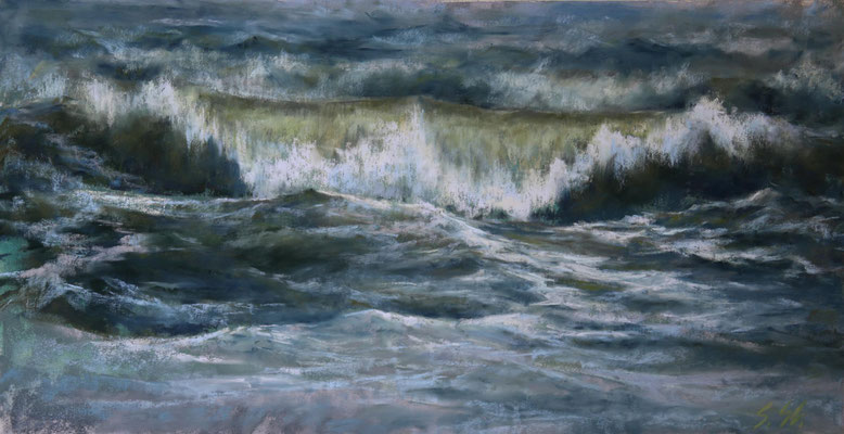 Dunkle Wasser, 22 x 43 cm, Pastell