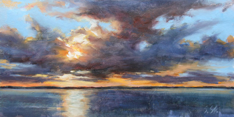 Himmelsdrama, 20 x 40 cm, Öl