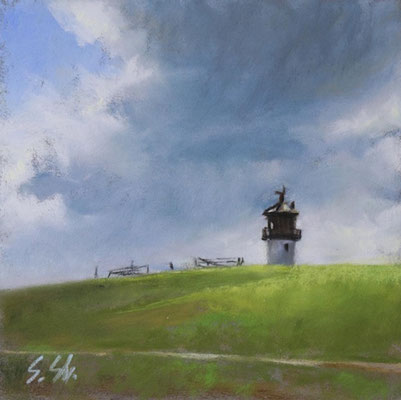 Hinterm Elbdeich, 10 x 10 cm, Pastell, nicht mehr erhältlich