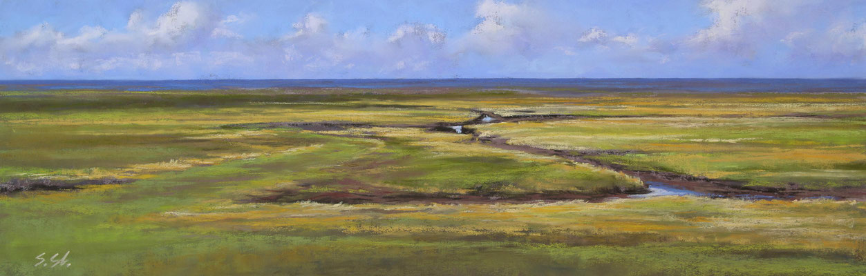 Neues Land, 15 x 45 cm, Pastell