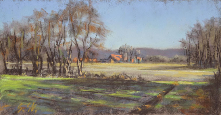 Die ersten warmen Tage, 10 x 20 cm, Pastell