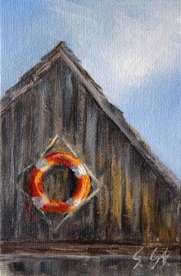 Die alte Fischerhütte, 10 x 15 cm, Öl