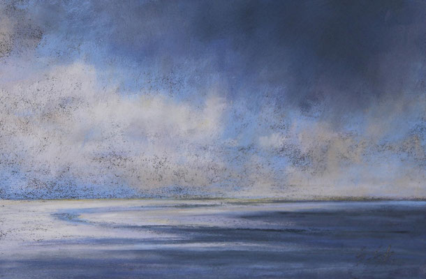 Die Flut kommt, 10 x 15 cm, Pastell