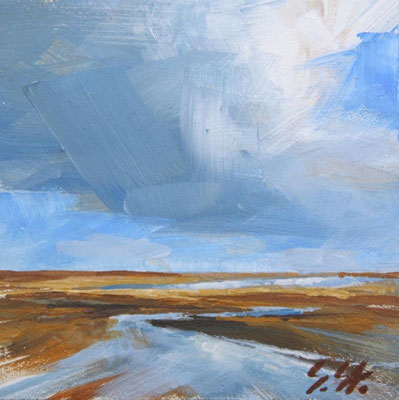 Ins Watt, 10 x 10 cm, Acryl
