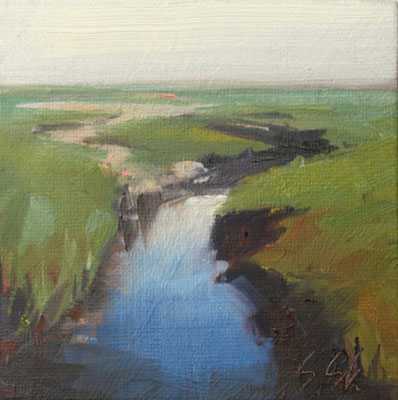 Salzwiesen Sankt Peter Ording, 10 x 10 cm, Öl