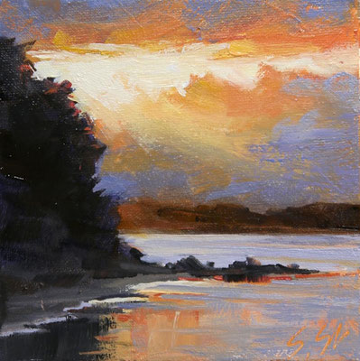Abendstimmung, 13 x 13 cm, Öl