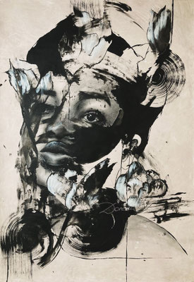 'grow' 2025. mixed media on paper. 70x100cm