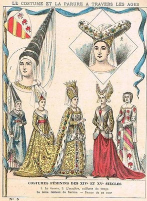5 - Costumes féminins des XIV et XVe siècles