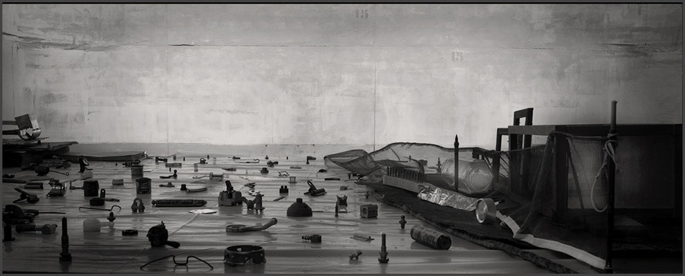 Rangement (Filet de Ping Pong et Fragments) 100X54cm, 2009