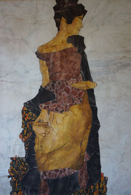 Marmorintarsie nach einem Ölgemälde von Egon Schiele, 2,65 x 2,65m